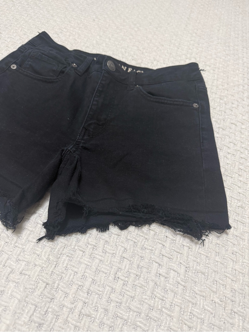 American Eagle black high rise denim shorts, women’s size 6.